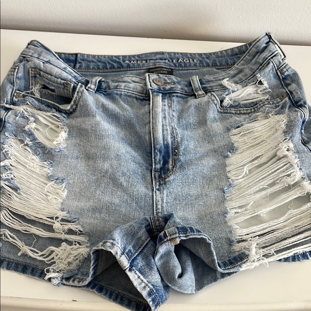 American Eagle Outfitters Blue High-Waisted Jean Shorts
